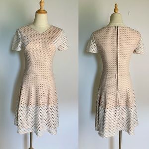 BCBG MAXAZRIA Eyelet Flounce Short Sleeve Dress